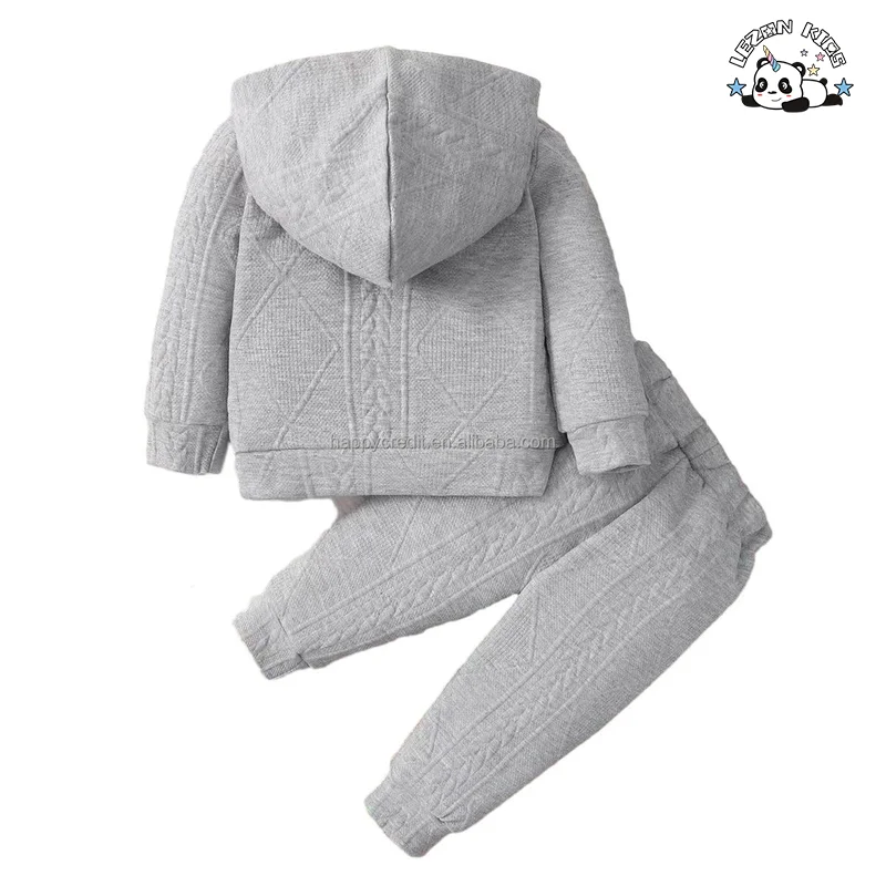 LEZONKIDS - Customizable New Arrival Long Sleeve Hoodies and Pants Kids Jacquard Clothing Sets for Children Girls Body Suit
